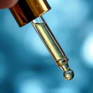 Sleek glass dropper containing multi-peptide complex