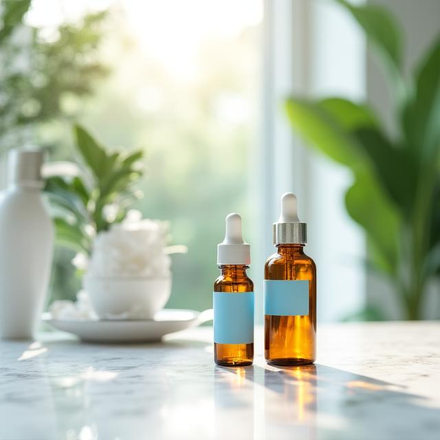 Modern skincare lab setting with clean aesthetic