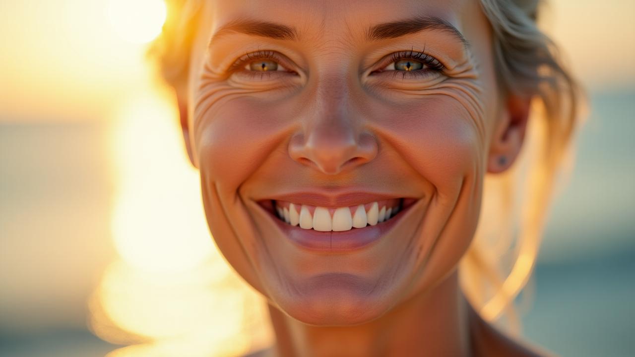 Healthy woman with radiant skin in soft morning light representing scientific skincare results